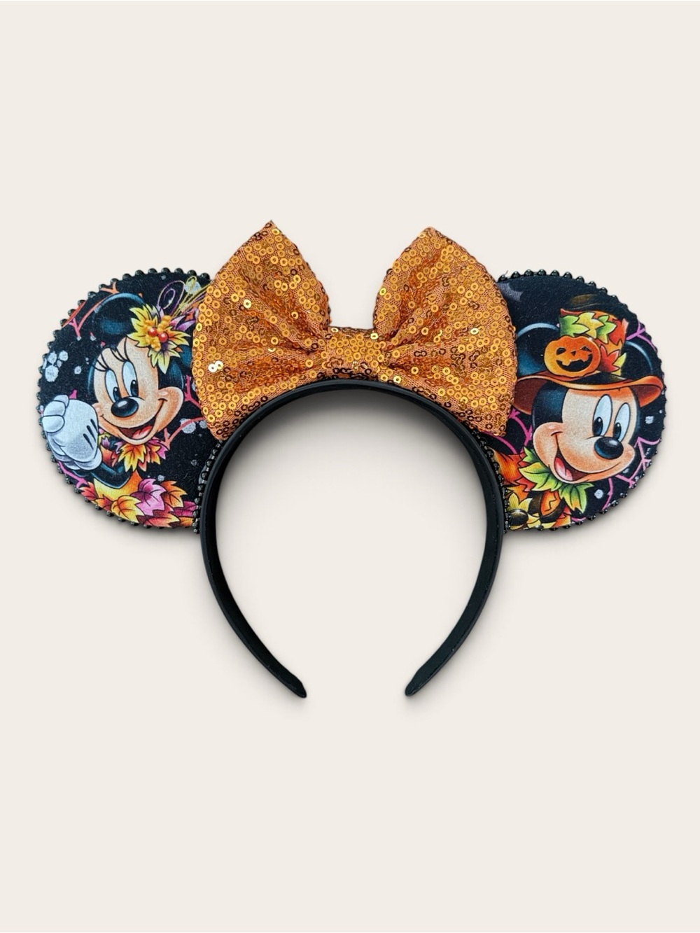 Disney inspired Handmade Halloween Minnie & Mickey Ear Headband